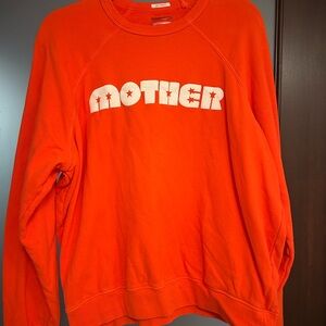 MOTHER Orange Crewneck Sweatshirt with White Logo